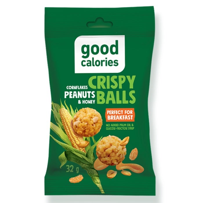 Good Calories Crispy Balls Cornflakes & Peanuts, No Palm Oil & Glucose, Fructose Syrup, and Perfect for Breakfast - 32g